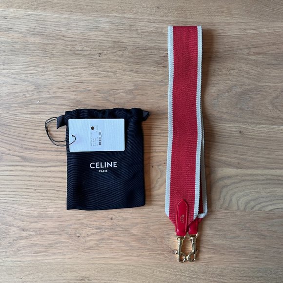 NEW Celine Short Bag Strap in Calfskin Red / Natural - Picture 4 of 7